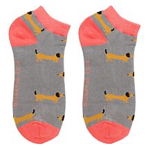 Grey Sausage Dog Women’s Bamboo Trainer Socks
