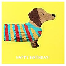 Shine Sequin Dog Birthday Card with Peel Off Patch