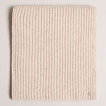 BERRYYS Taupe Wool and Cashmere Blend Ribbed Scarf