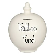 ‘Tattoo Fund’ Black on Cream Money Pot