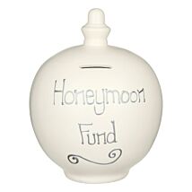 ‘Honeymoon Fund’ Silver on Cream Money Pot