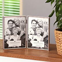 Silver-Plated Narrow Ribbed Double Frame 5x7