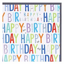 Rainbow Drops Blue Happy Birthday Card