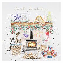 ‘By The Fireside’ Cats & Dogs Christmas Card