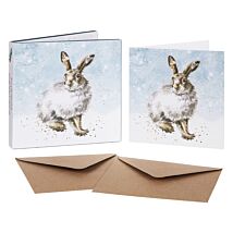 ‘Winter Hare’ Set of 8 Gold Foiled Christmas Cards