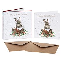 ‘Merry Little Christmas’ Bunny Set of 8 Gold Foiled Christmas Cards
