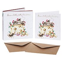 ‘Holly Jolly Christmas’ Set of 8 Gold Foiled Christmas Cards