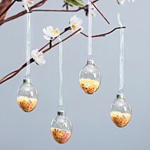 Set of 6 ‘Glitter Stars’ Glass Easter Egg Hanging Decorations