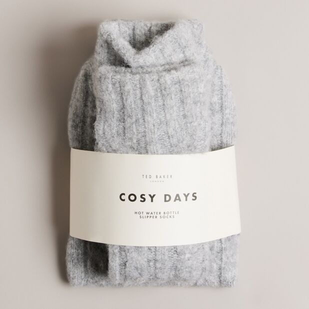 Ted Baker MEGANI Grey Hot Water Bottle Slipper Socks Gift Set