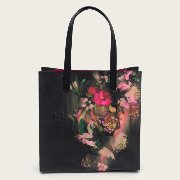 Black floral handbag sales