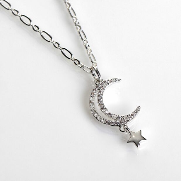 Diamond Crescent Moon and Star Pendant - OroSpot