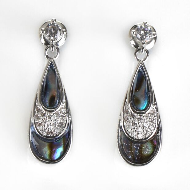 Equilibrium Silver Plated Paua Shell Teardrop Stud Earrings Temptation Gifts