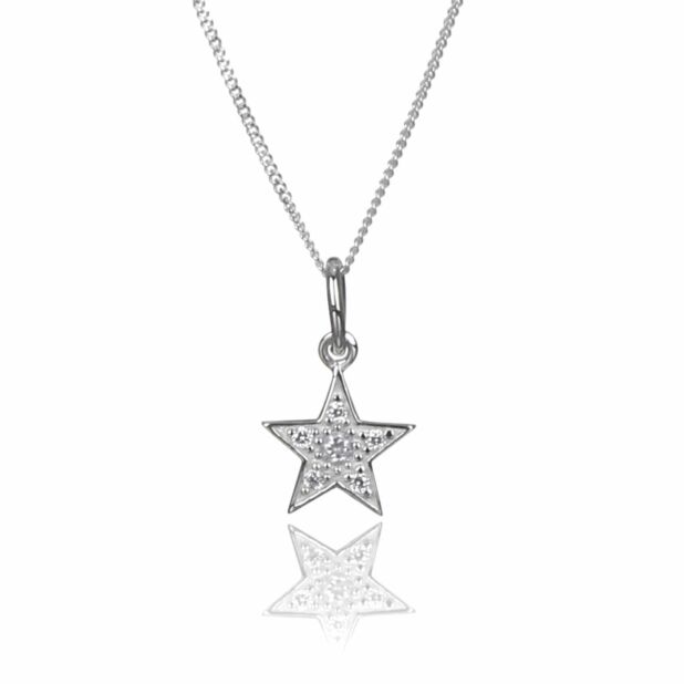 Star silver necklace best sale with clear cubic zirconia
