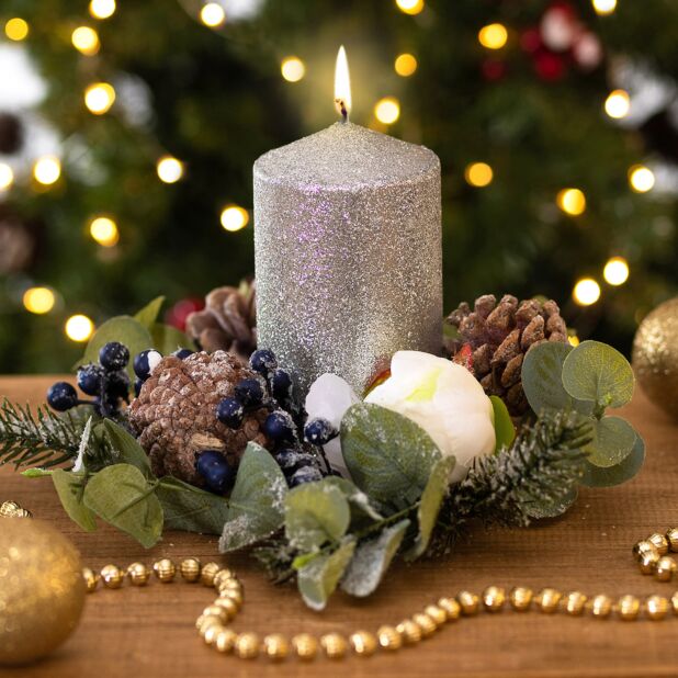 Gisela Graham Eucalyptus Fir Blueberry Large Candle Ring Temptation Gifts
