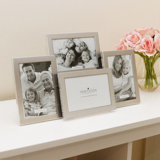 Silver 4 Photo Multi Picture Frame 4 x 6 Inch Frames – Present