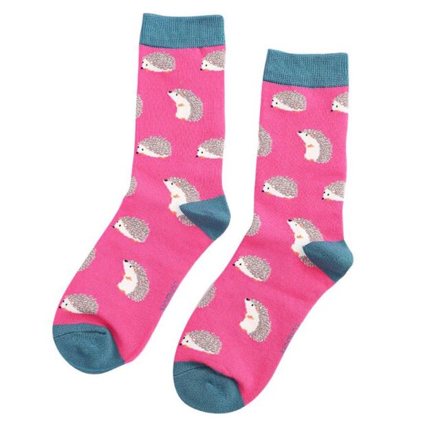 Miss Sparrow Hot Pink Cute Hedgehog Women’s Bamboo Socks | Temptation Gifts