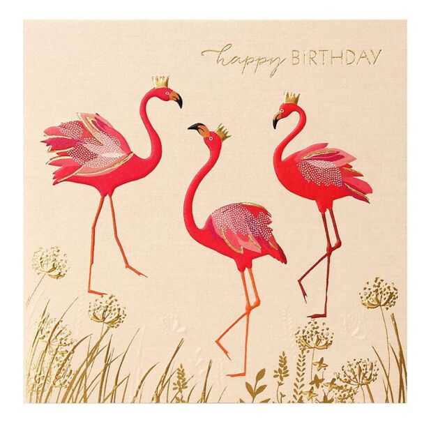 Sara Miller Flamingo Trio Birthday Card Temptation Gifts