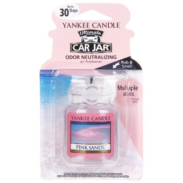 Yankee Candle Pink Sands Ultimate Hanging Car Jar Odor Neutralizing Air  Freshener, 2 Count 