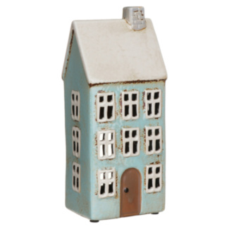 Light Blue Tall House Tealight Holder