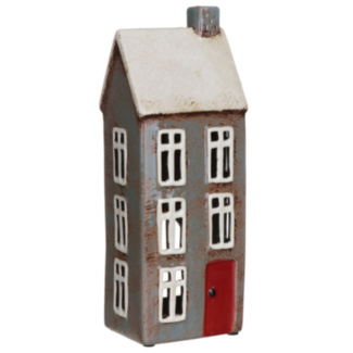 Dark Grey Slim Tall House Tealight Holder