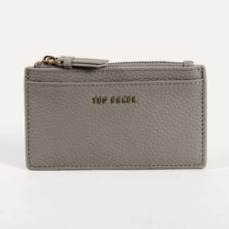 DELFIE Grey Leather Zip Card Holder