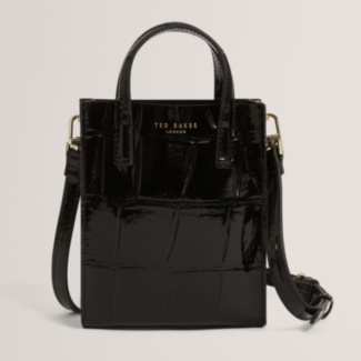 VIIENNA Black Croc Effect Mini Icon Bag