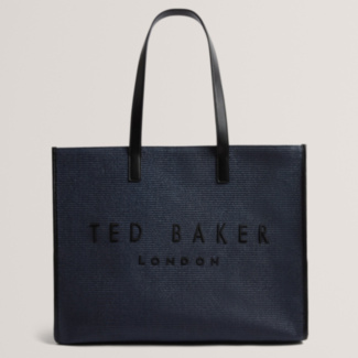 PALLMER Navy Faux Raffia Extra Large Icon Bag