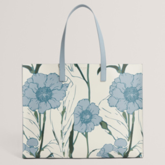 TOOOCON Light Blue Floral Print Extra Large Icon Bag