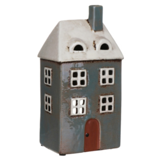 Grey Tall House Tealight Holder
