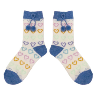 Maddie Blue Hearts Wool Socks