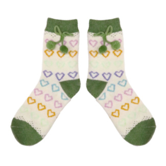 Maddie Green Hearts Wool Socks