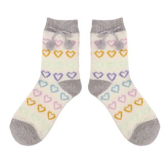 Maddie Grey Hearts Wool Socks