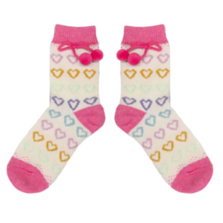 Maddie Pink Hearts Wool Socks