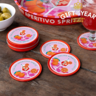 Set of 4 ‘Aperitivo Spritz’ Metal Coasters