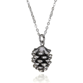 Silver Plated Back To Nature Pine Cone Necklace