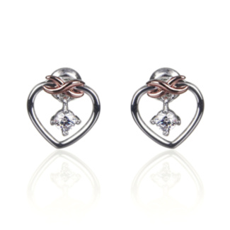 Two Tone Kiss Collection Eternal Heart Stud Earrings