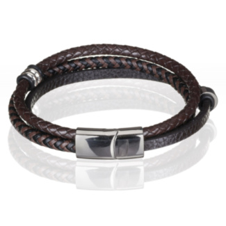 Men’s 3-in-1 Brown Leather Bracelet