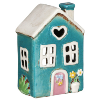 Teal Heart Garden House Tealight Holder