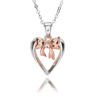 Eternal Bow Two Tone Bow Heart Necklace