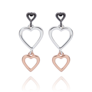 Mixed Metal Triple Heart Earrings