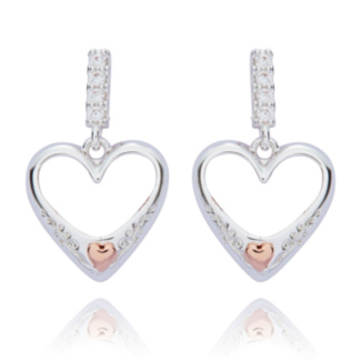 Polished Pretty Heart Two Tone Earrings