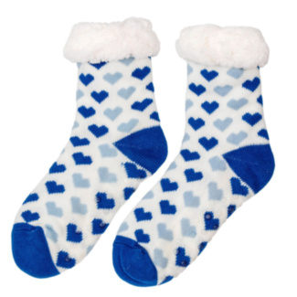 Ditsy Hearts Blue Women’s Slipper Socks