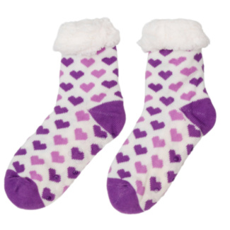 Ditsy Hearts Purple Women’s Slipper Socks