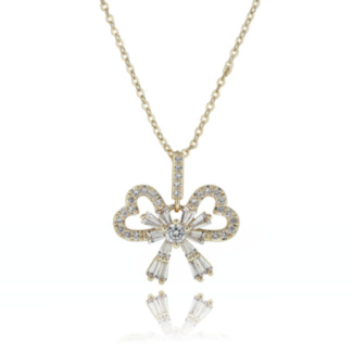 Eternal Bow Baguette Bow Gold Plated Necklace