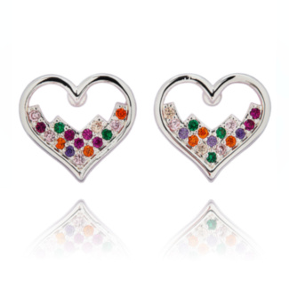 Glam Rox Pretty Heart Silver Plated Stud Earrings