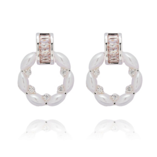 Circle Of Pearls Silver Plated Stud Earrings