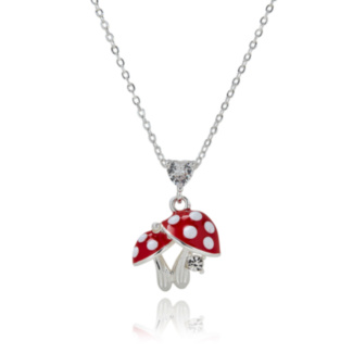 Back To Nature Mini Mushrooms Silver Plated Necklace