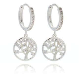 Tree of Life Elegant Silver Plated Hoop Earrings