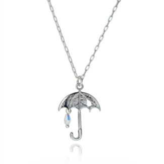 Raindrops Umbrella Silver Plated Necklace