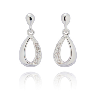Raindrops Twisted Silver Plated Stud Earrings